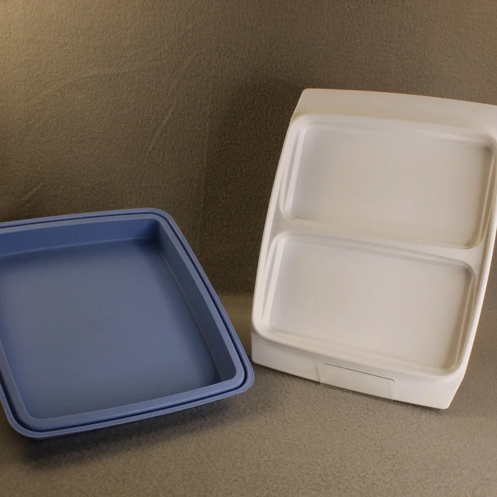 Tupperware Storage Container Rectangular Replacement Lid Base Blue White Large